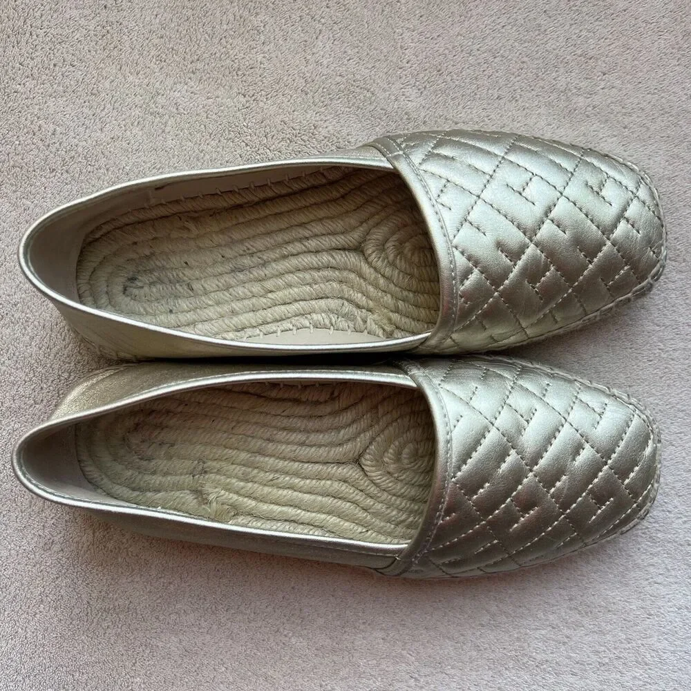 Carolina Herrera CH HC Gold Metallic Leather Espadrille Women EU 36 US 5.5 - 6